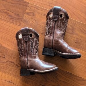 Old West Rushing Black & Brown Kids Western Boots Like New!